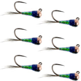 Tungsten Gasolina Perdigon Tactical Jig Euro Nymph Fly - 6 Flies Size 18