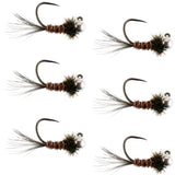 Tungsten Pheasant Tail Tactical Jig Euro Nymphing Fly - 6 Flies Size 16