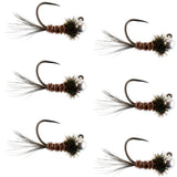 Tungsten Pheasant Tail Tactical Nymph Euro Jig - 6 Flies Size 16