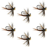 Tungsten Soft Hackle Pheasant Tail Tactical Nymph Euro Jig - 6 Flies Size 12