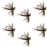 Tungsten Soft Hackle Pheasant Tail Tactical Nymph Euro Jig - 6 Flies Size 14