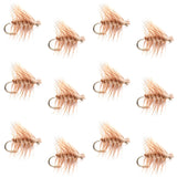 Tan Elk Hair Caddis Classic Trout Dry Fly - 12 Flies Size 14