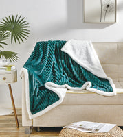 Elegant Comfort Corduroy Sherpa Reversible Throw Blanket, Medium Weight and Super Plush - Soft, Fuzzy and Plush Flannel Blanket - Micro-Suede - Corduroy Striped Pattern, 50 x 60 Inch Throw,