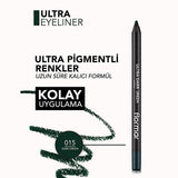 Flormar Ultra Matte Eye Pencil - High Pigment, Soft Tip, 014 Dark Green