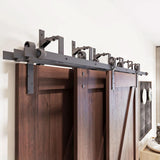 J-Strap Triple Track Bypass Barn Door Hardware Kit | Matte Black