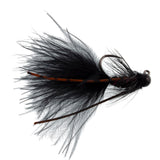 3 Pack Tungsten Bead Tactical Black Mini Bugger Euro Nymph Fly - Size 8
