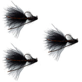 3 Pack Tungsten Bead Tactical Black Mini Bugger Euro Nymph Fly - Size 12