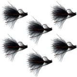 Tungsten Bead Tactical Black Mini Bugger Euro Nymph Fly - 6 Flies Size 8
