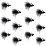 Tungsten Bead Tactical Black Mini Bugger Euro Nymph Fly - 12 Flies Size 12