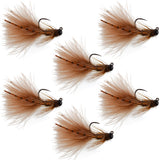 Tungsten Bead Tactical Brown Mini Bugger Euro Nymphing Fly - 6 Flies Size 8