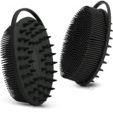 Upgrade Body Scrubber and Hair Shampoo Brush, All in One, Premium Silicone Loofah, Exfoliating Body Brush, Shower Scrubber for Body, Scalp Massager for Women, Men, Pet (1PC Black)