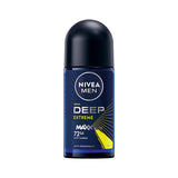 Nivea Men Deep Extreme Roll-on Deodorant for Active Men - Long Lasting Anti-Perspirant Protection, 72 Hours Sweat Control, Active Carbon Formula