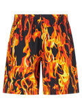 Vetements Men 'Black & Orange Fire' Bermuda Shorts