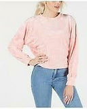 Freshman Juniors Camo Burnout Velvet Crop Sweatshirt Top, Size Large
