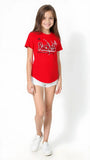 NBA Girls Houston Rockets Middle Basketball Short Sleeve Tee-Red-XL(16)
