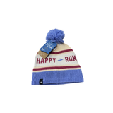 BROOKS Run Happy Heritage Pom Beanie Logo Blue Sand One Size Fits All