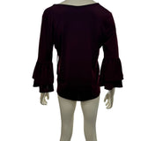 Eci Keyhole Bell-Sleeve Blouse, Size Medium