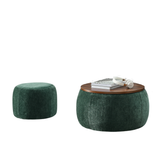 Modern Classic Round Storage Ottoman Coffee Table with Removable Top