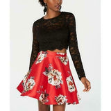 City Studio Women?s Juniors Lace Floral Crop Top Dress, Size 3