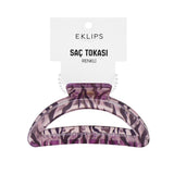 Eklips Purple Zebra Oval Claw Clip for Secure Hair Styling
