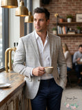 Bar III Mens Slim-Fit Plaid Linen Suit Jacket