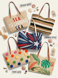 I.N.C. Beach Summer Vacation Tropical Straw Tote