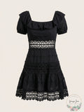 Free People Womens Cruel Intentions Crochet-Lace Mini Dress, Black, Size 2
