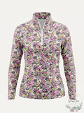 Lands End Womens Long Sleeve Quarter Zip UPF 50 Rash Guard X-Small