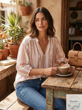 Joie Womens White Tie Gathered Striped 3/4 Sleeve V Neck Top,  XS