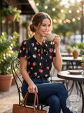 Lauren Ralph Lauren Floral Print Tie Neck Blouse
