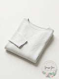 Jenni Rib-Knit Long Sleeve Sleep Crop Top Size -Off White- Medium