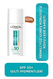 L'Oreal Paris Bright Reveal Tinted Sunscreen Fluid SPF 50 - Dark Spot Corrector, Evens Skin Tone, Medium Tint, Daily Sun Protection