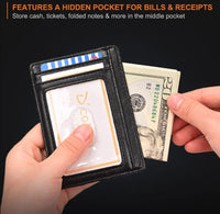 Leather Slim Wallet Credit Card Holder RFID Blocking Pocket ID Money USA
