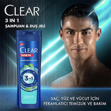 Clear Men 3-in-1 Menthol Refreshing Shampoo, Shower & Face Wash: Combat Dandruff, Cleanse & Invigorate - All In One.