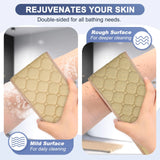 Exfoliating Back Scrubber with Handles, 39 Inch Double-Sided Back Exfoliator Body Scrub Towel, Exfoliating Washcloth Bath Tool for Use in Shower, Back Washer to Deep Clean Your Skin for Men & Women Beige (39*5.5 Inch)