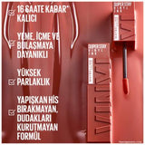 Maybelline New York Super Stay Vinyl Ink Lip Gloss - Long Lasting Shiny Finish -130 Extra