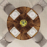 Modern Kitchen 4-Person Circular Dining Table in Rustic Brown Wood Finish