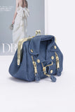 Faux Denim Leather Jacket Style Crossbody Bag