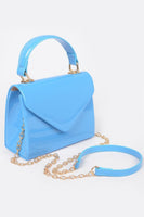 Enamel Faux Leather Top Handle Bag