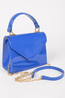 Enamel Faux Leather Top Handle Bag
