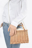 Bamboo Clutch W Faux Pearl Strap