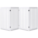 Folding 4-Panel Dog Gate Pet Fence in White Wood Finish