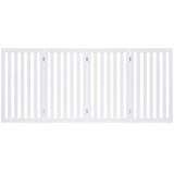 Folding 4-Panel Dog Gate Pet Fence in White Wood Finish