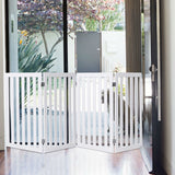 Folding 4-Panel Dog Gate Pet Fence in White Wood Finish