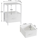 Set of 2 - Modern White Metal Wood Side End Table Nightstand with Storage Drawer