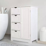 Modern Farmhouse 4-Drawer Bathroom Linen Cabinet in White Wood Finish