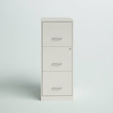 White Metal 3-Drawer Vertical File Cabinet with 2 Locking Drawers