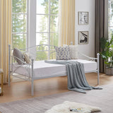 Twin size Classic Heavy Duty Steel Day Bed Frame in White Metal Finish
