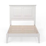 Twin Traditional Solid Oak Wooden Platform Bed Frame with Headboard in White