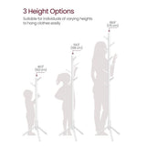 Sturdy Solid Wood Coat Rack in White Finish with 8 Hooks